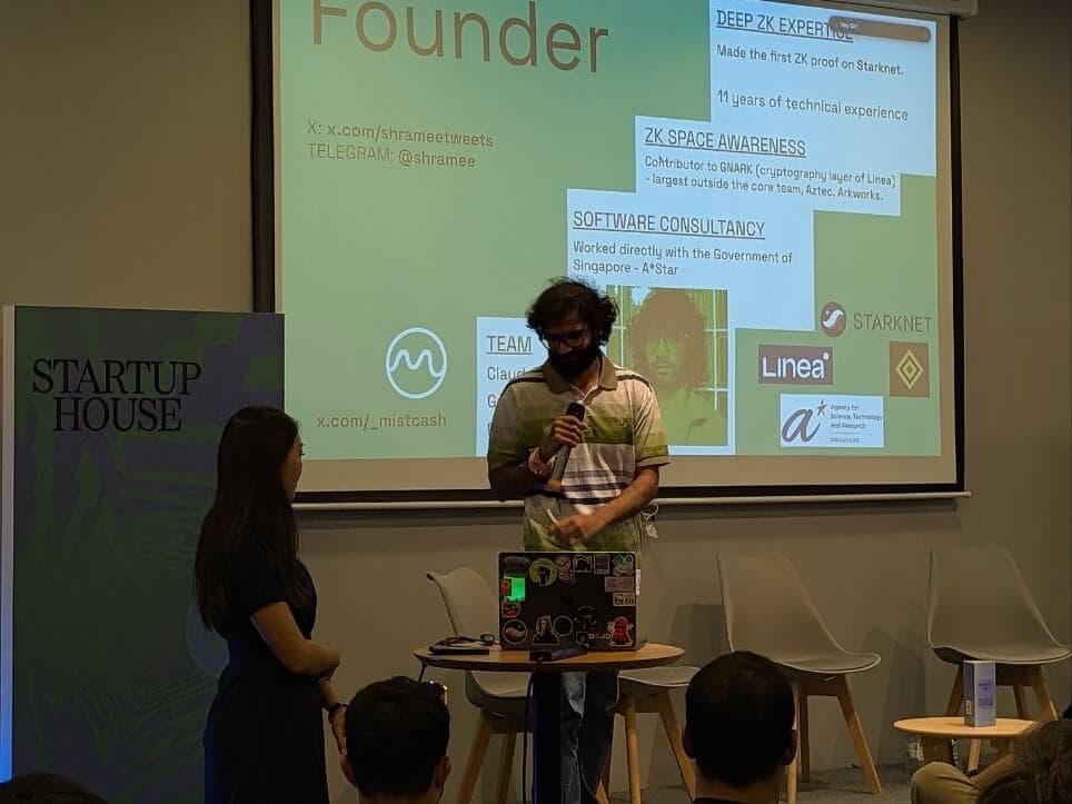Shramee pitching at Startup house